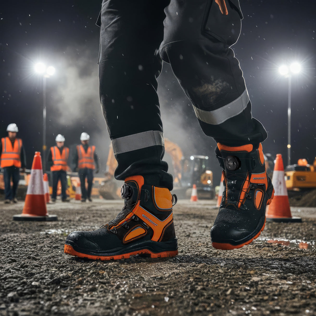 Buckbootz BVIZ7 Black Hi-Vis Orange FITGO Safety Boots S7S