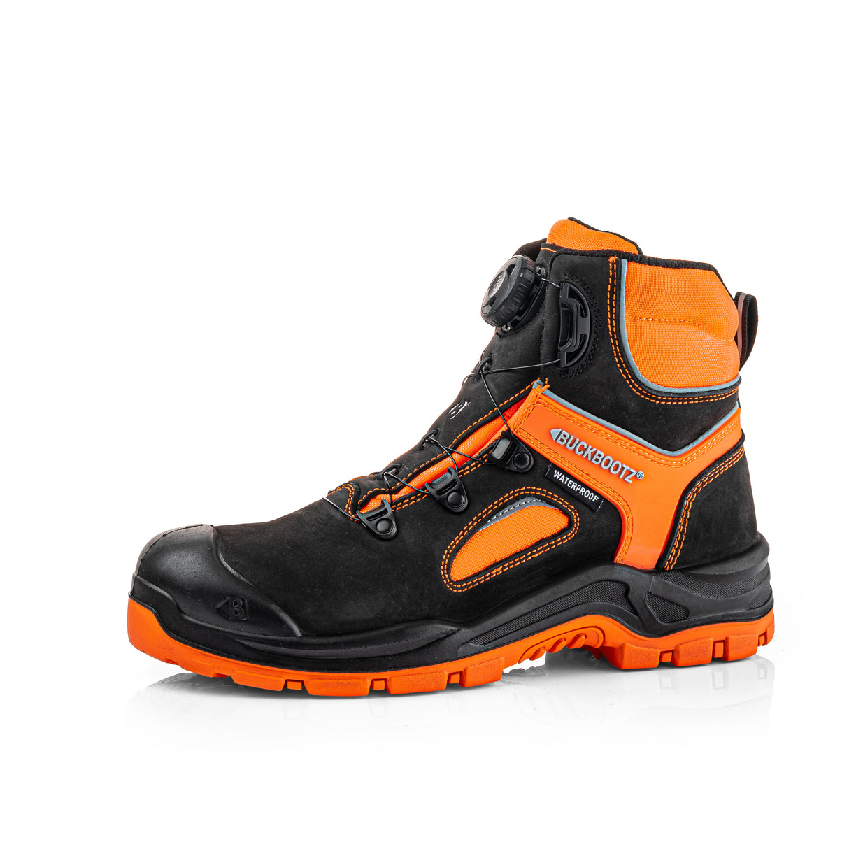 Buckbootz BVIZ7 Black Hi-Vis Orange FITGO Safety Boots S7S