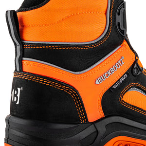 Buckbootz BVIZ7 Black Hi-Vis Orange FITGO Safety Boots S7S