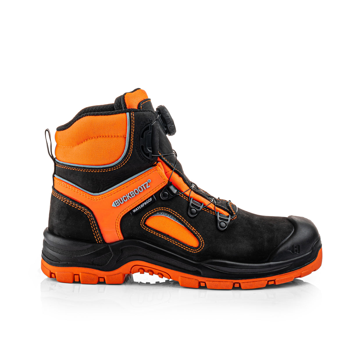 Buckbootz BVIZ7 Black Hi-Vis Orange FITGO Safety Boots S7S
