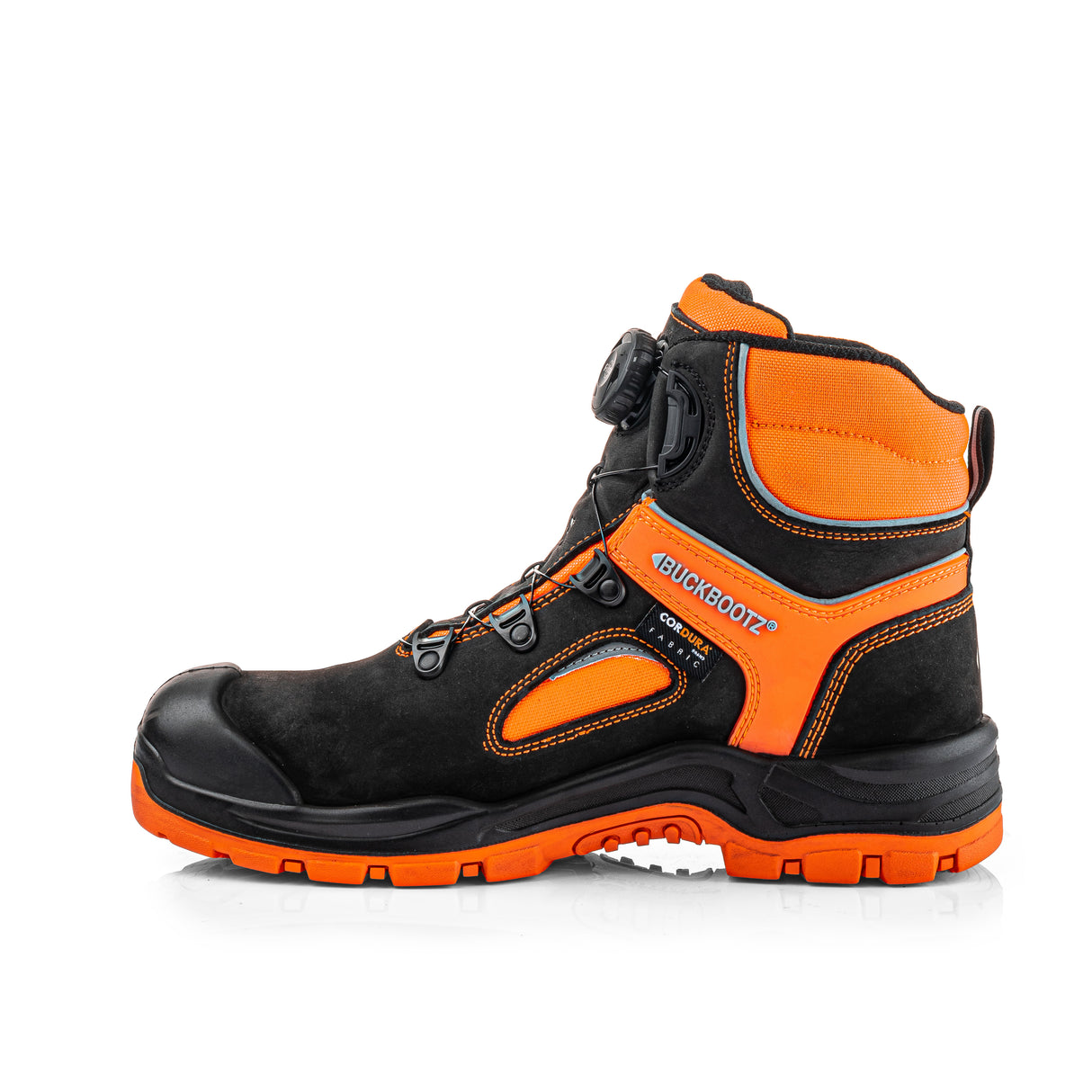 Buckbootz BVIZ7 Black Hi-Vis Orange FITGO Safety Boots S7S