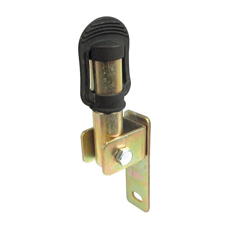 Introducing the *SPECIAL PRICE* Beacon Bracket (RH & LH) - S.10881 from JMCE DEALS, a robust metallic latch designed with a cylindrical body, a black rubberized handle complete with a rubber end cap, and an included mounting bracket secured by a bolt. This versatile product is compatible with various models.