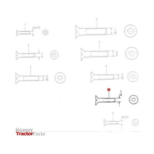 Bolt 1/4x5/8unc CSK Slotted Hd - 354023X1 - Massey Tractor Parts