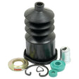 A black rubber boot with metal washers, clips, and teal gaskets arranged in front, labeled "Brake Master Cylinder Repair Kit | Sparex Part No. S.41806" by Sparex.