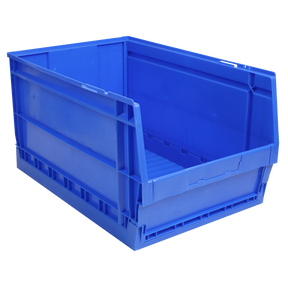 The Sealey Collapsible Storage Bin 55L - CB55L is a multifunctional large blue plastic container with an open front and reinforced edges.