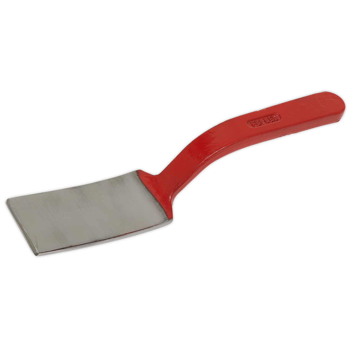 The Dinging Spoon - CB58.04 by Sealey features a red handle and a flat, rectangular blade crafted from drop-forged steel.