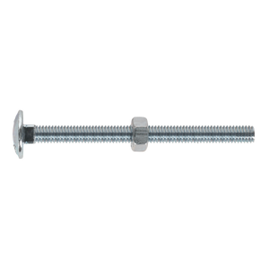 A Sealey Coach Bolt & Nut set, meeting the exacting DIN 603 standards, features a zinc-plated M6 x 75mm coach bolt with an attached hexagonal nut, beautifully showcased against a white background. This pack of 100 exemplifies superior durability and precision.