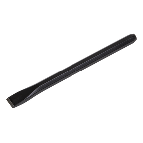 The Sealey Cold Chisel 19 x 250mm - CC32 features a black, octagonal shaft design with a flat, wide cutting edge. Made of high-quality drop-forged steel, it is ideal for cutting or shaping hard materials such as metal or stone.
