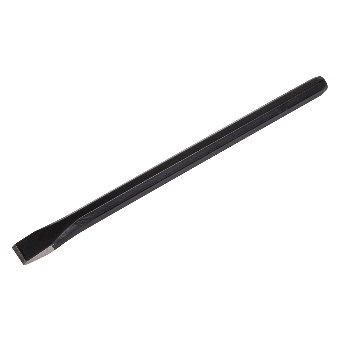 The Sealey Cold Chisel 19 x 300mm - CC33 is crafted from drop-forged black steel and features a flat edge, making it perfect for shaping and cutting hard materials.