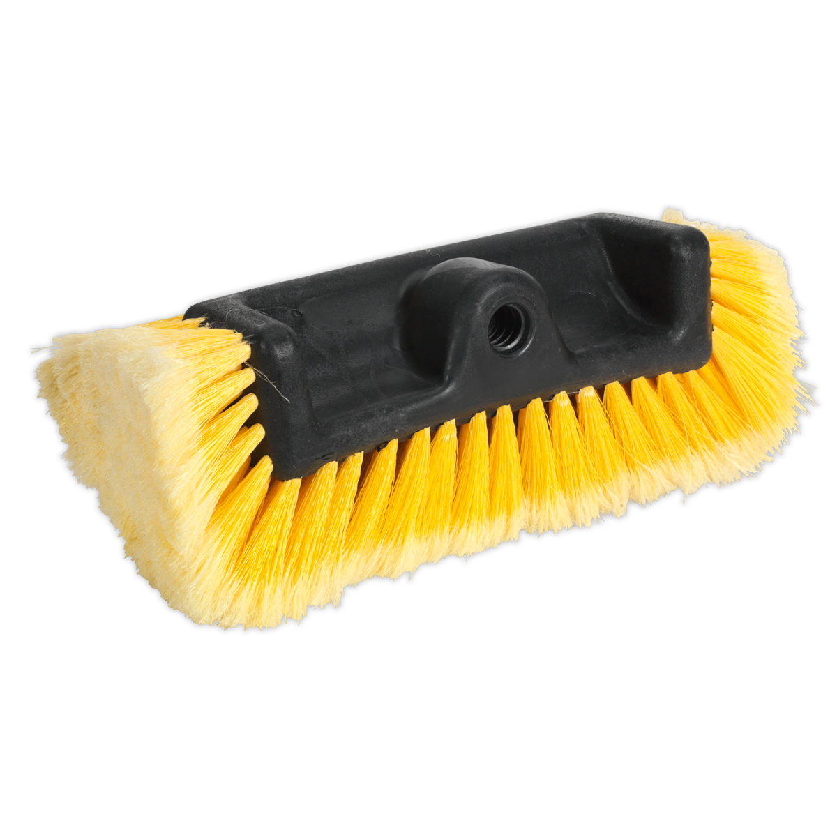 A Flo-Thru Brush Head for CC953 (Model No. CC953BH) by Sealey, featuring super-soft yellow and white bristles with a black plastic mount for gentle cleaning.