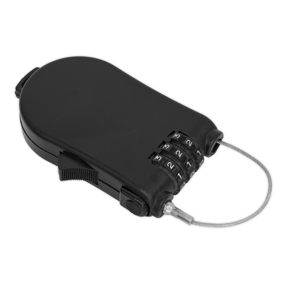 Sealey's Combination Cable Lock - CCL01 features a lightweight retractable cable and a four-digit number dialer to securely lock your belongings.