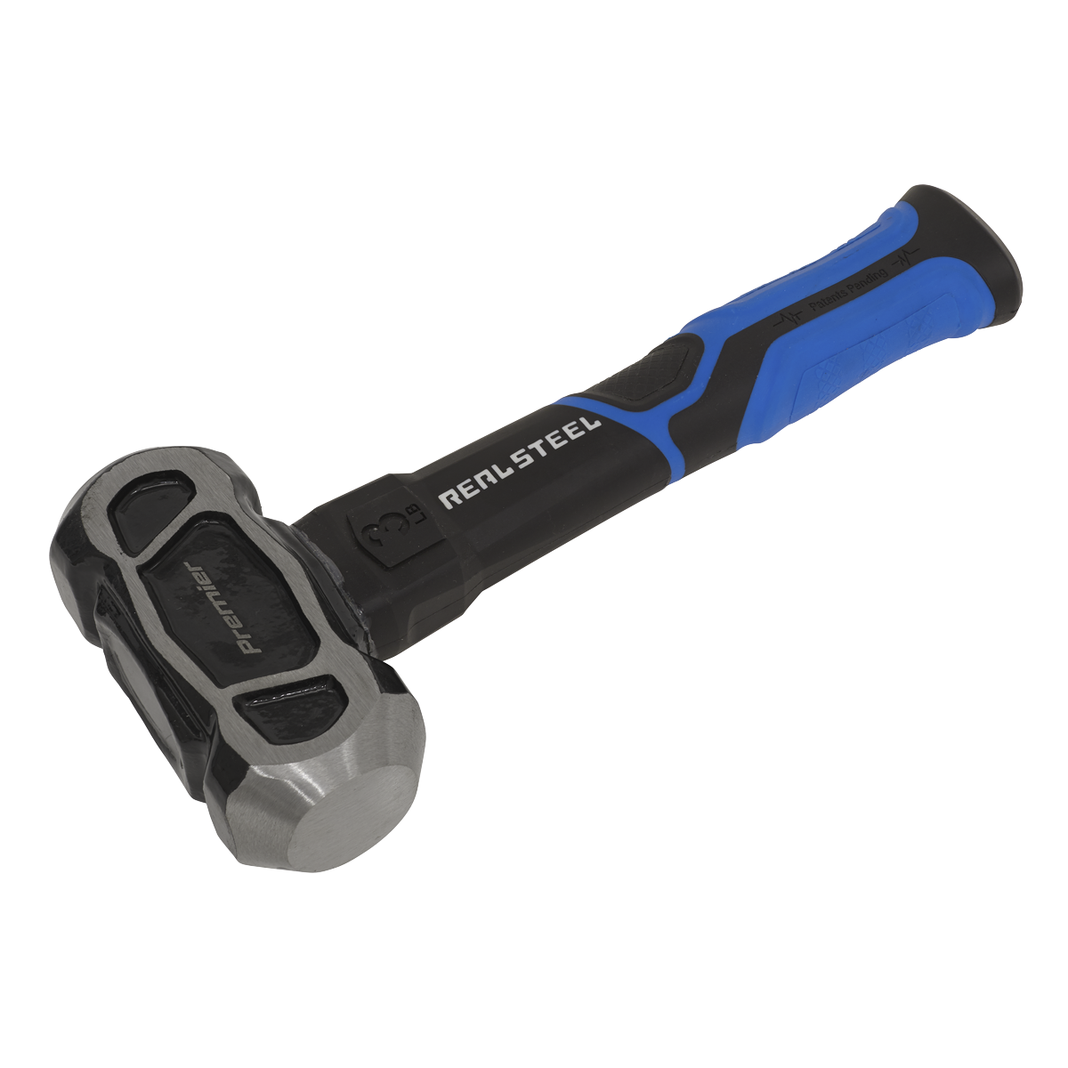 Image of a Sealey brand Unbreakable Club Hammer 3lb - CHU301 featuring a black and blue ergonomic handle with a rubber grip, and a metal head with a smooth striking surface. From the Premier Hand Tools collection, this club hammer is designed for durability and performance.