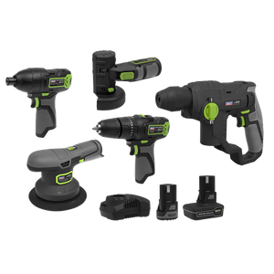 Sealey | 5 x SV10.8 Series Cordless Combo Kit 10.8V - 2 Batteries - CP108VCOMBO7