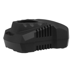 The Sealey Battery Charger for 10.8V Lithium-ion SV10.8 Series - CP108VMC, features ventilation slots and a compact, angular design, perfect for 10.8V Lithium-ion Battery Packs.