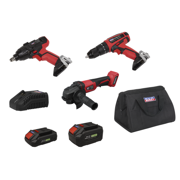 3 x SV20 Series Cordless Power Tool Kit 20V Euro Plug - 2 Batteries - SE-CP20VCOMBO1EU