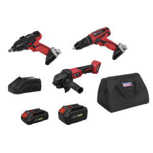 3 x SV20 Series Cordless Power Tool Kit 20V Euro Plug - 2 Batteries - SE-CP20VCOMBO1EU