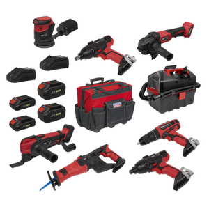 8 x SV20 Series Cordless Power Tool Kit 20V Euro Plug - 4 Batteries - SE-CP20VCOMBO4EU