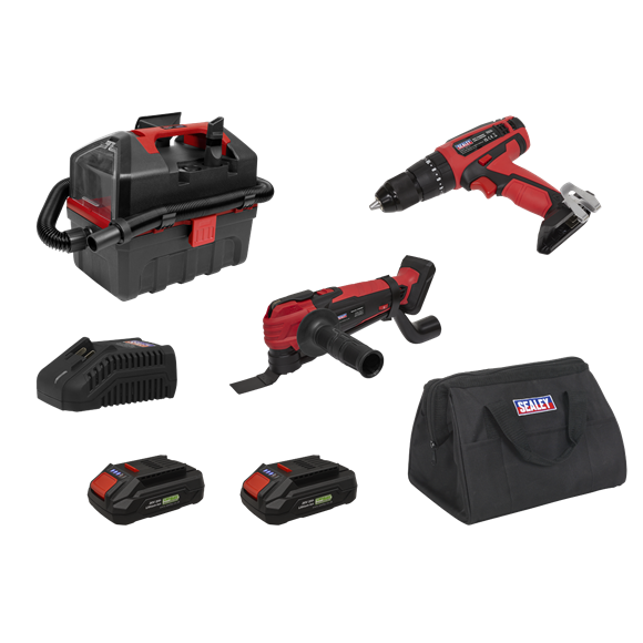 3 x SV20 Series Cordless Power Tool Vac Kit 20V Euro Plug - 2 Batteries - SE-CP20VCOMBO5EU