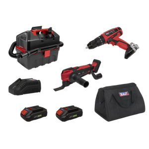 3 x SV20 Series Cordless Power Tool Vac Kit 20V Euro Plug - 2 Batteries - SE-CP20VCOMBO5EU