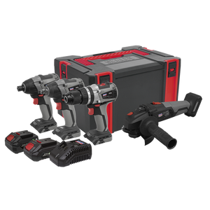 Premier 4 x SV20 Series Cordless Brushless Power Tool Kit 20V Euro Plug - 2 Batteries - SE-CP20VCOMBOX1EU