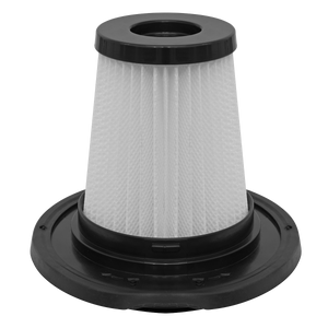 The Sealey Cloth Filter Cartridge for CP20VCV - CP20VCVCF is a cylindrical pleated filter with a black plastic base and top, designed for air filtration that fits seamlessly into the CP20VCV Vacuum Cleaner.