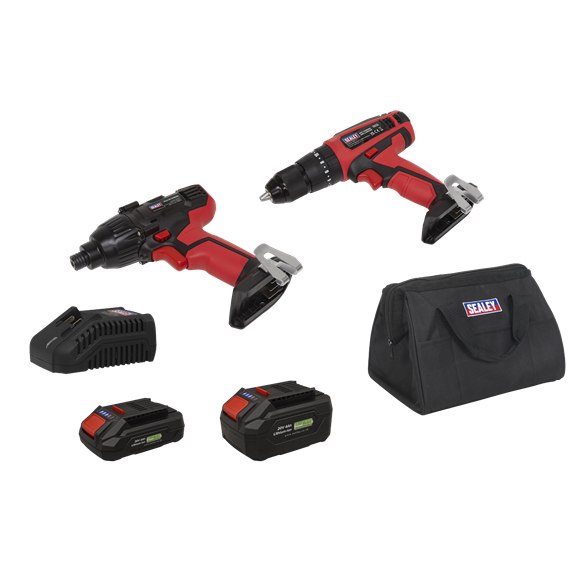 2 x SV20 Series Cordless Power EU Tool Kit 20V Euro Plug - 2 Batteries - SE-CP20VDDCOMBOEU