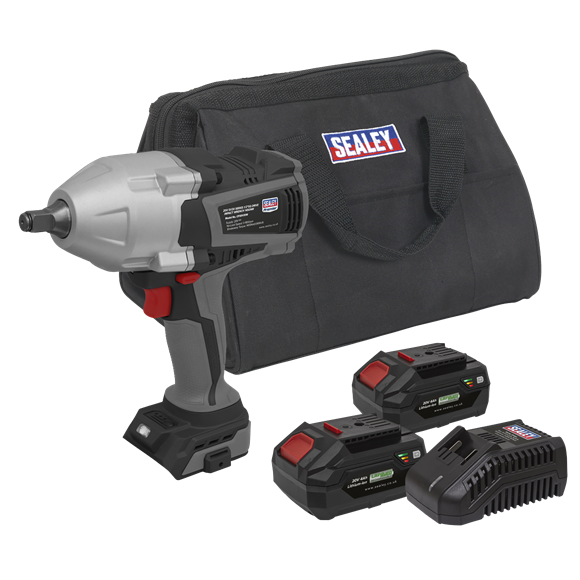 Sealey | Premier SV20 Series Cordless Impact Wrench Kit 20V 4Ah - 2 Batteries - CP20VXIWKIT1