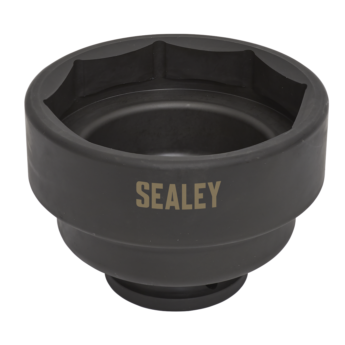 A black, heavy-duty Sealey Third Axle Socket for Scania 10-Wheel Cab, measuring 95mm with a 3/4" square drive, is ideal for hexagonal opening adjustments on a Scania cab.