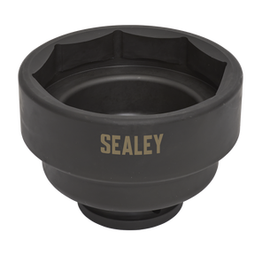 A black, heavy-duty Sealey Third Axle Socket for Scania 10-Wheel Cab, measuring 95mm with a 3/4" square drive, is ideal for hexagonal opening adjustments on a Scania cab.