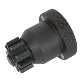 A close-up image of the Crankshaft Rotator - MAN 1/2"Sq Drive - CV005 by Sealey, showcasing its textured cylindrical body and gear-like end, crucial for crankshaft rotation in MAN commercial vehicles.