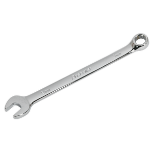 A Sealey Combination Spanner 9mm - CW09, crafted from durable Chrome Vanadium steel, features a silver open-ended design with both ends marked at 9mm.