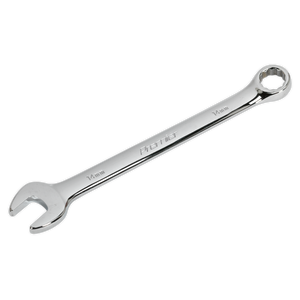 A 14 mm combination spanner labeled "Sealey," featuring both an open-end and a box-end, crafted from Chrome Vanadium steel by Premier Hand Tools, model CW14.