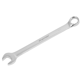 Image of a 22mm combination spanner with an open-end on one side and a box-end on the other. The Sealey brand name is visible on the handle, boasting Chrome Vanadium Steel construction that is both hardened and tempered for durability.