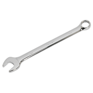 The Sealey Combination Spanner 32mm - CW32 is a chrome WallDrive spanner crafted from durable Chrome Vanadium steel, featuring both an open-end and box-end design, perfect for tightening or loosening nuts and bolts.