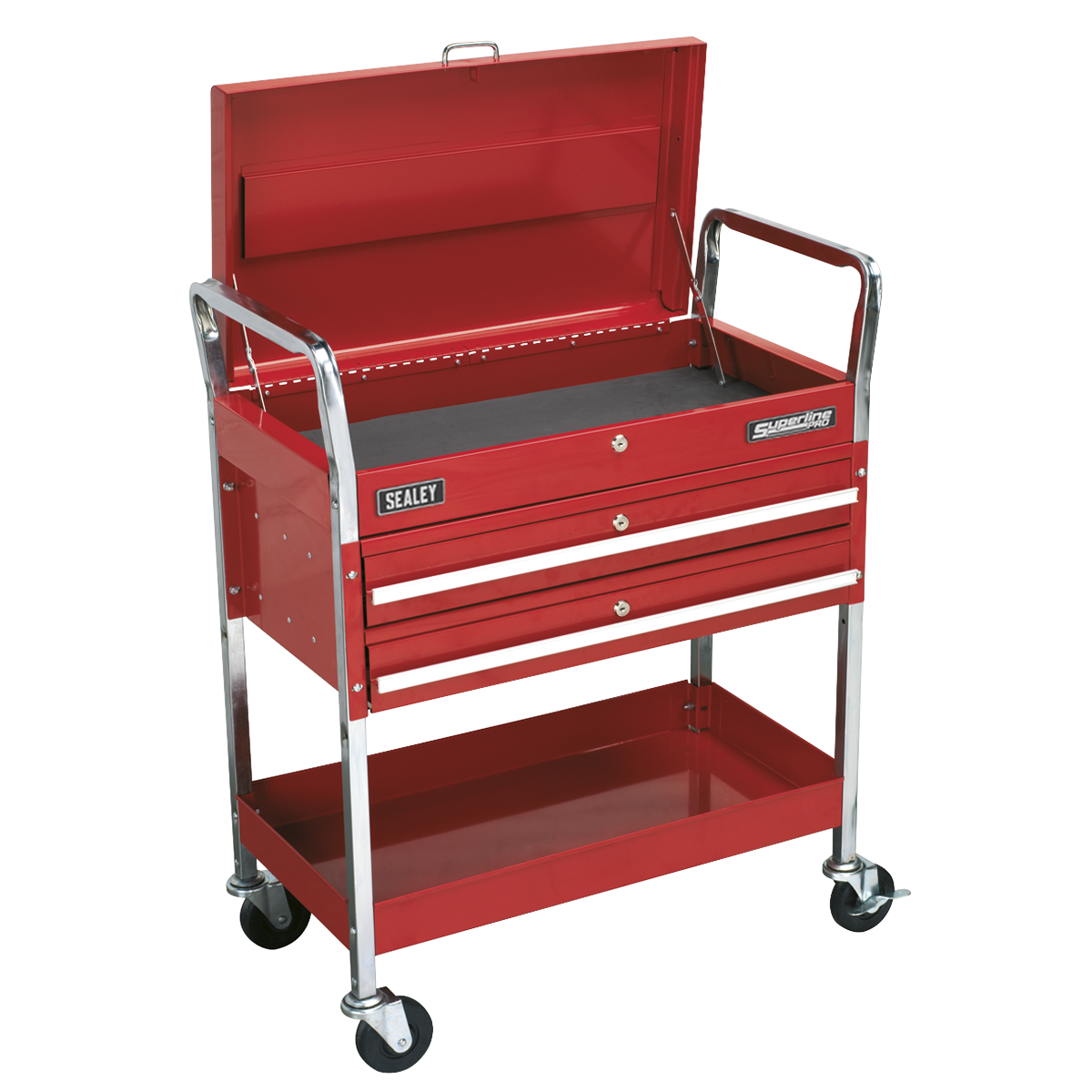 Trolley 2-Level Heavy-Duty with Lockable Top & 2 Drawers - CX1042D - Farming Parts