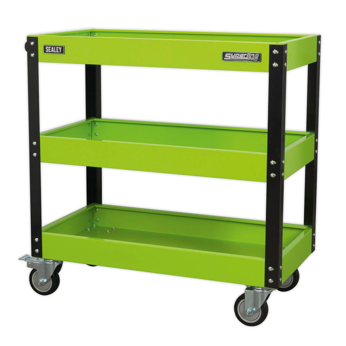 Workshop Trolley 3-Level Heavy-Duty - Hi-Vis Green - CX110HV - Farming Parts