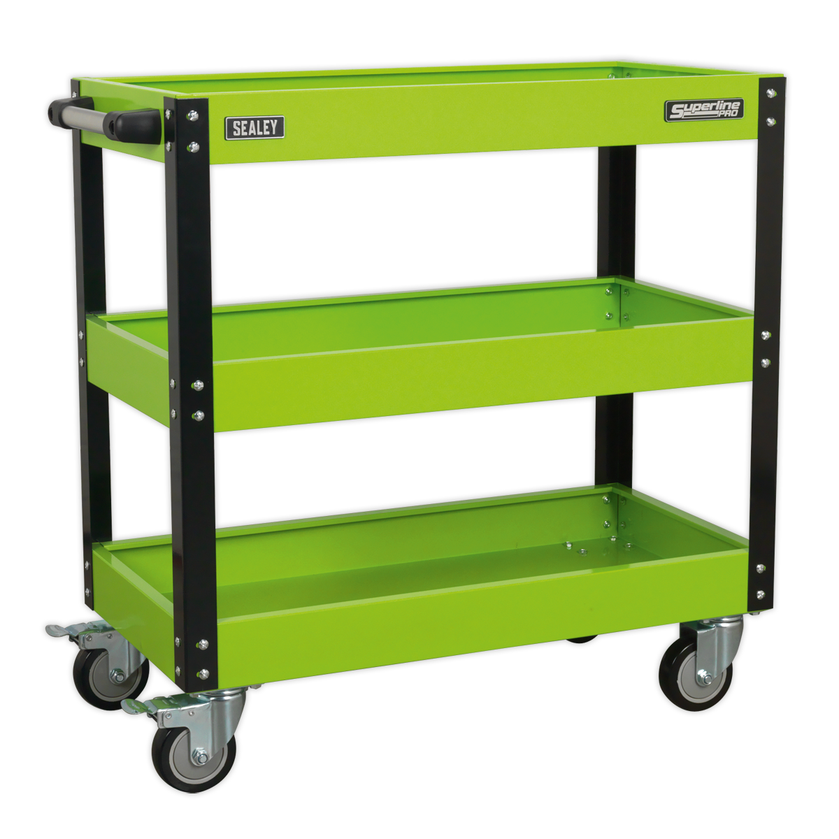 Workshop Trolley 3-Level Heavy-Duty - Hi-Vis Green - CX110HV - Farming Parts