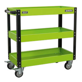 Workshop Trolley 3-Level Heavy-Duty - Hi-Vis Green - CX110HV - Farming Parts