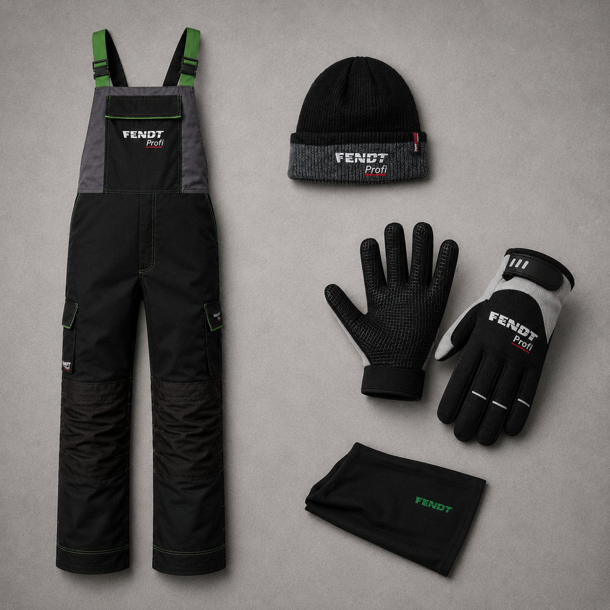 Fendt Profi Winter Workwear Bundle | Bib & Brace, Gloves, Neck Warmer & Beanie