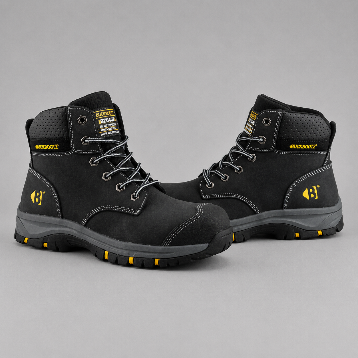 Buckbootz WIZL1BLK Black Safety Boots SB PS HRO WPA Wide Fit