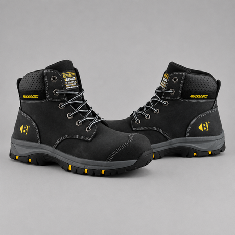 Buckbootz WIZL1BLK Black Safety Boots SB PS HRO WPA Wide Fit