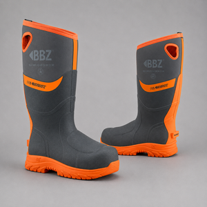 Buckbootz BBZ9000GYOR Hi-Vis Safety Wellington S5S Metatarsal