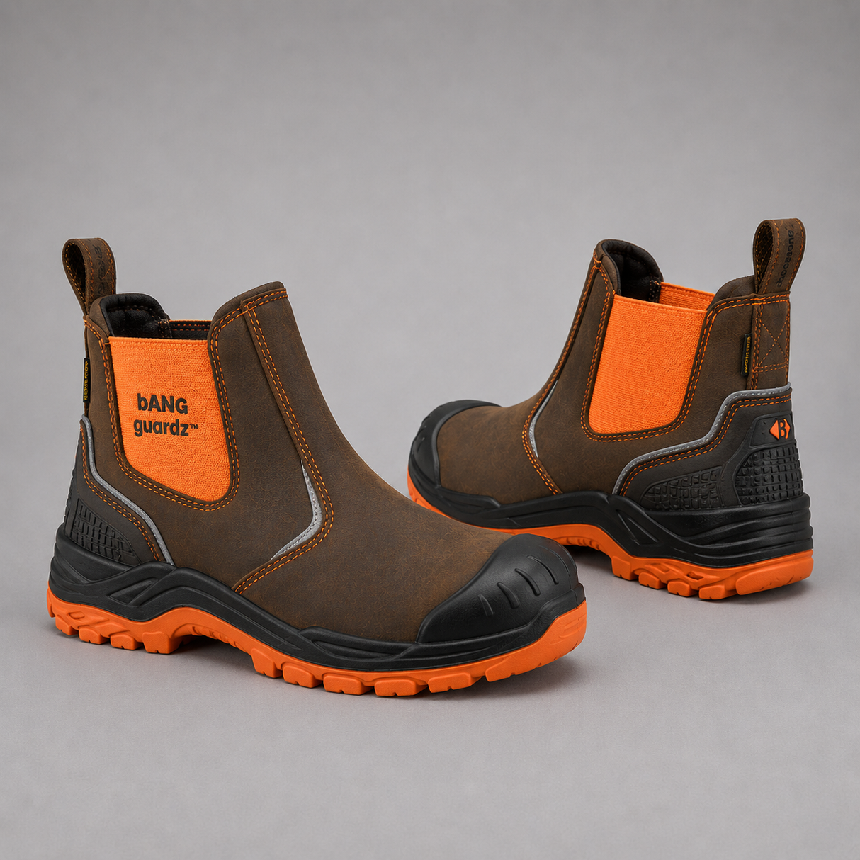 Buckler Waterproof Safety Boots – Hi-Viz Orange/Brown Steel Toe Work Boots | BVIZ3OR/BR