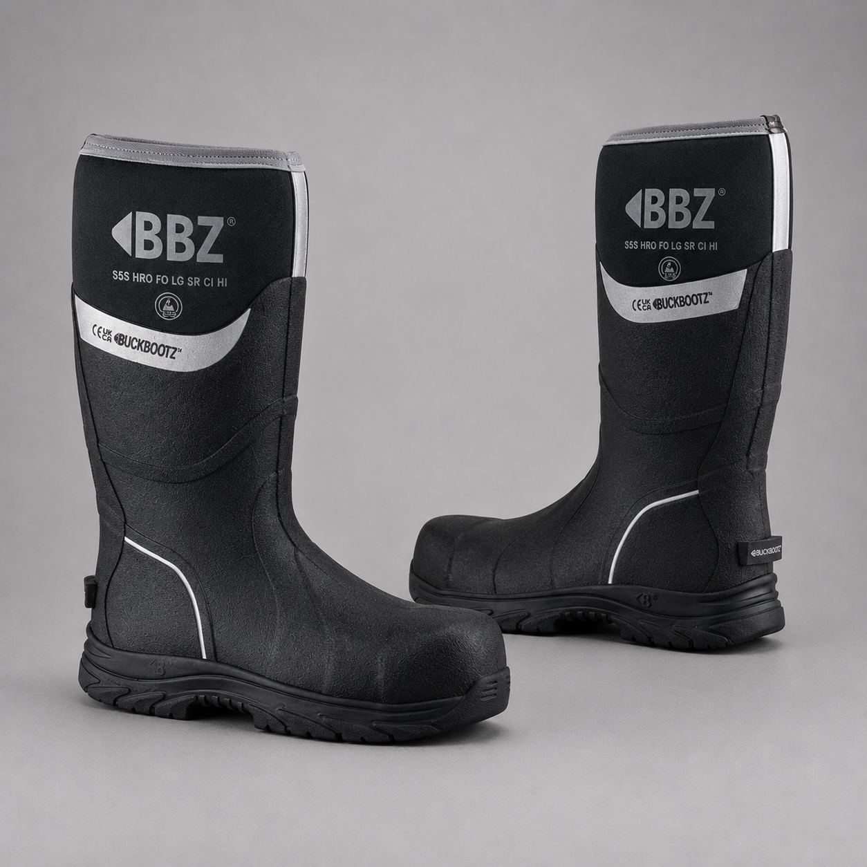 Buckbootz BBZ6000BKNM Black Safety Wellington Boots S5 CI HI SR