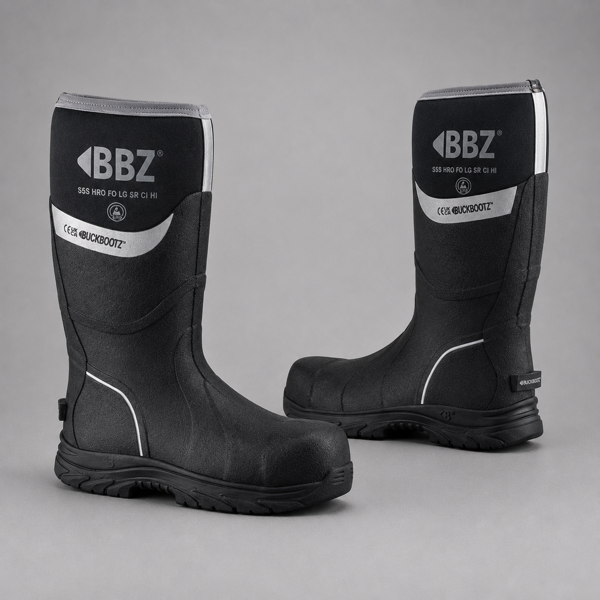 Buckbootz BBZ6000BKNM Black Safety Wellington Boots S5 CI HI SR