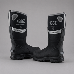 Buckbootz BBZ9000BK Black Safety Wellington S5S Metatarsal