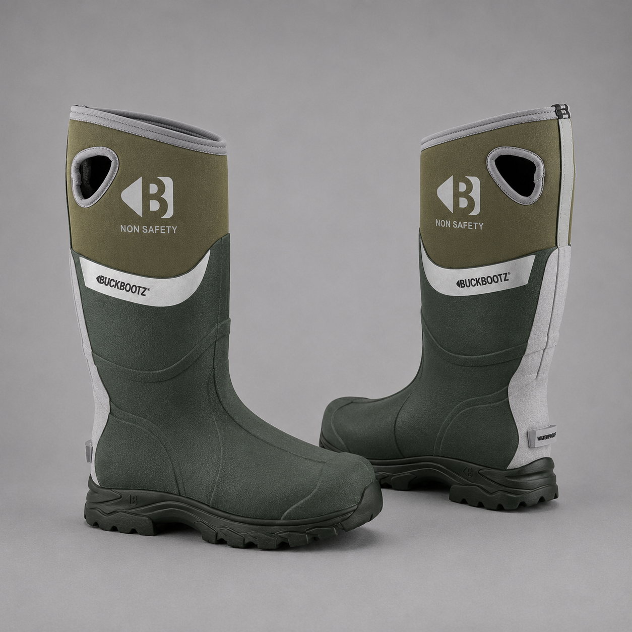 Buckbootz WALKERZGR Green Waterproof Walking Wellies Reflective