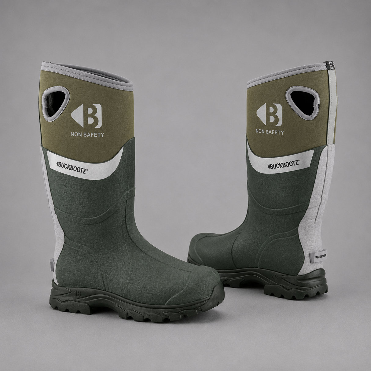 Buckbootz WALKERZGR Green Waterproof Walking Wellies Reflective