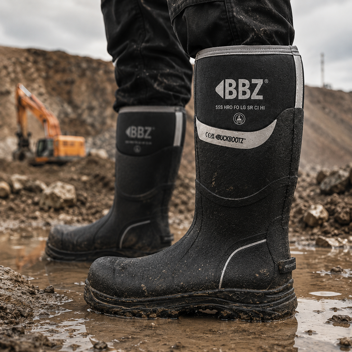 Buckbootz BBZ6000BKNM Black Safety Wellington Boots S5 CI HI SR