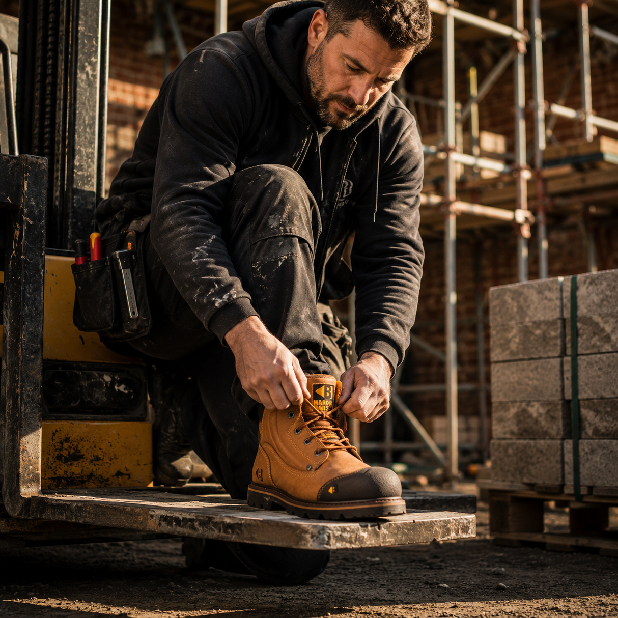Buckler Safety Lace Boot – Steel Toe & Midsole, Slip-Resistant Work Boots | B550SM